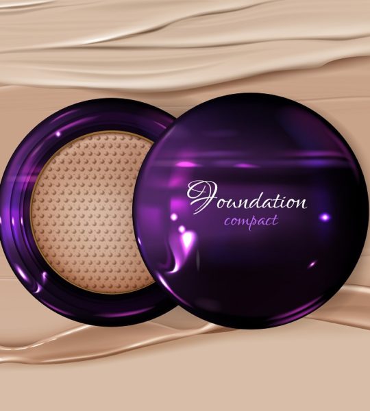 Vector 3d realistic compact foundation, makeup product